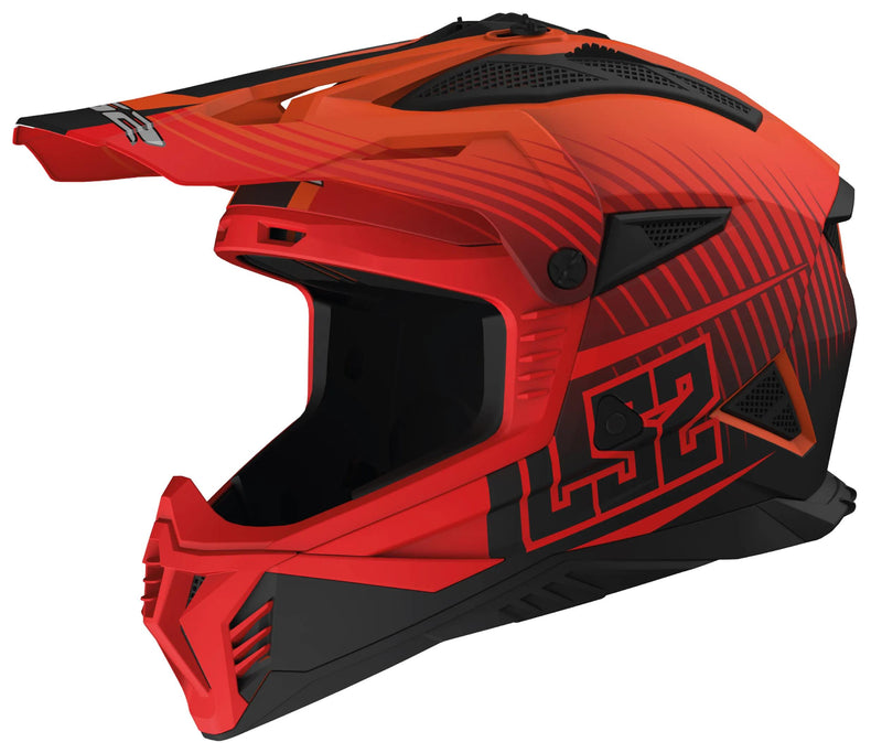 LS2 MX708 Fast II Duck Oranje/Rood Crosshelm ECE 22.06