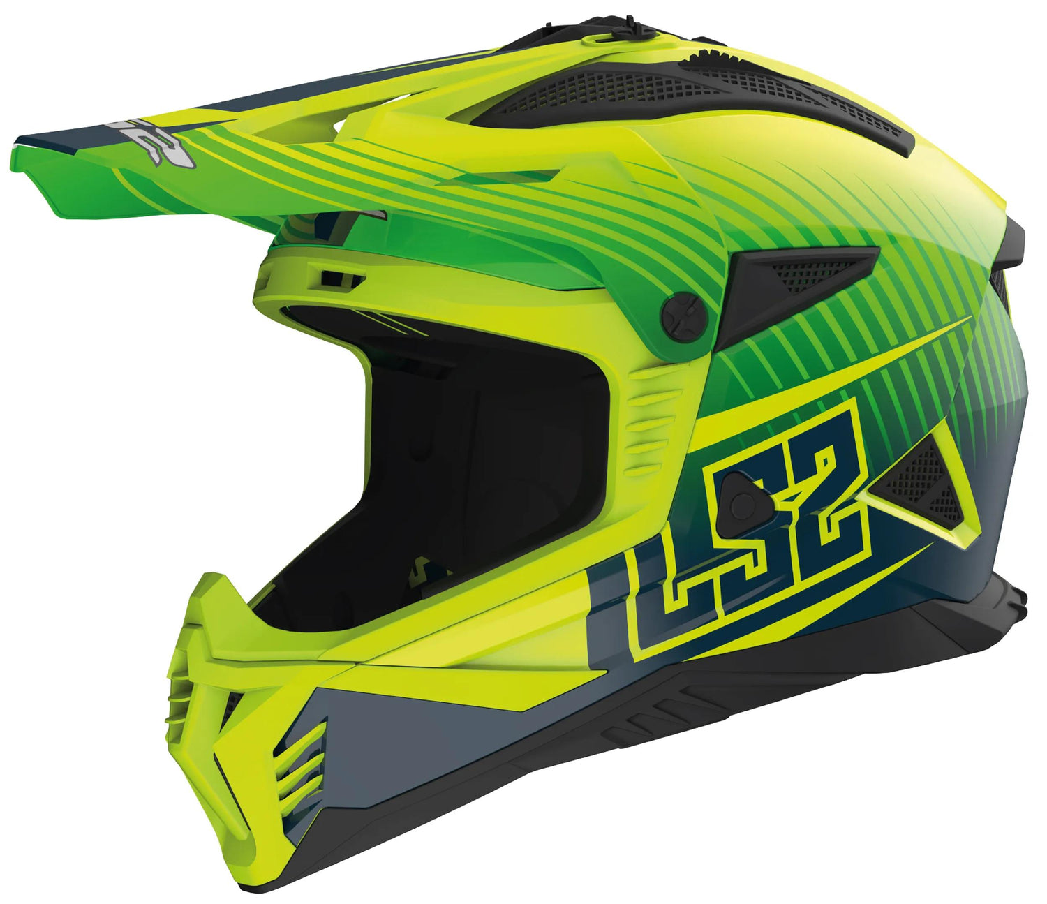 LS2 MX708 Fast II Duck Groen/Geel Crosshelm ECE 22.06