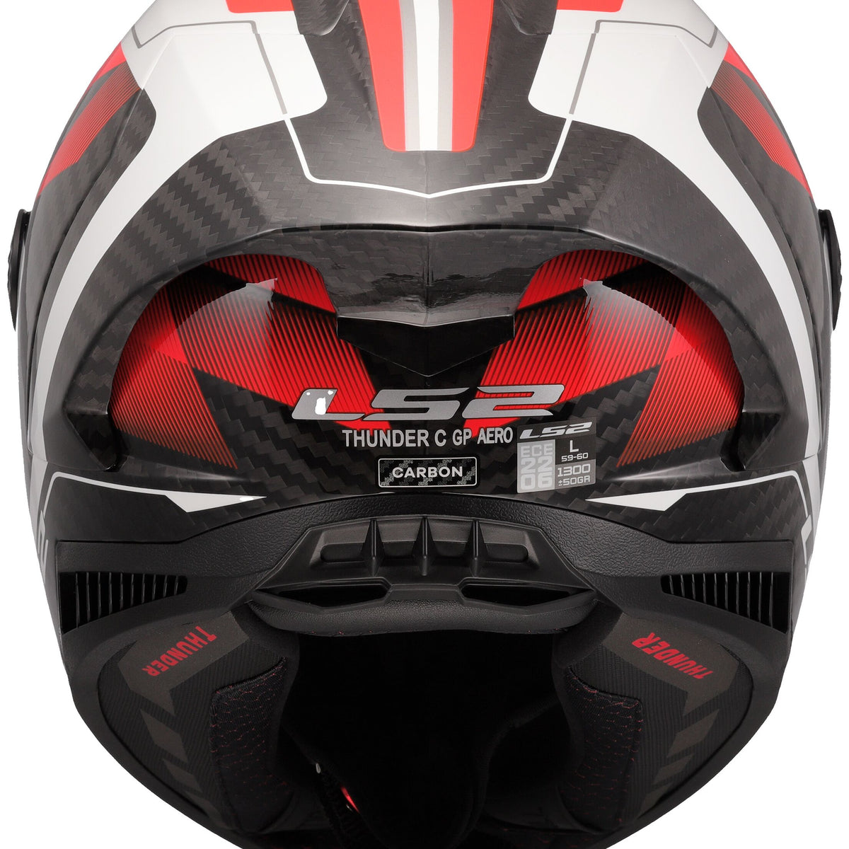 LS2 FF805 Thunder Carbon GP Raute Wit/Rood Integraalhelm ECE 22.06