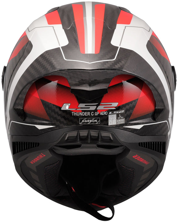 LS2 FF805 Thunder Carbon GP Raute Wit/Rood Integraalhelm ECE 22.06