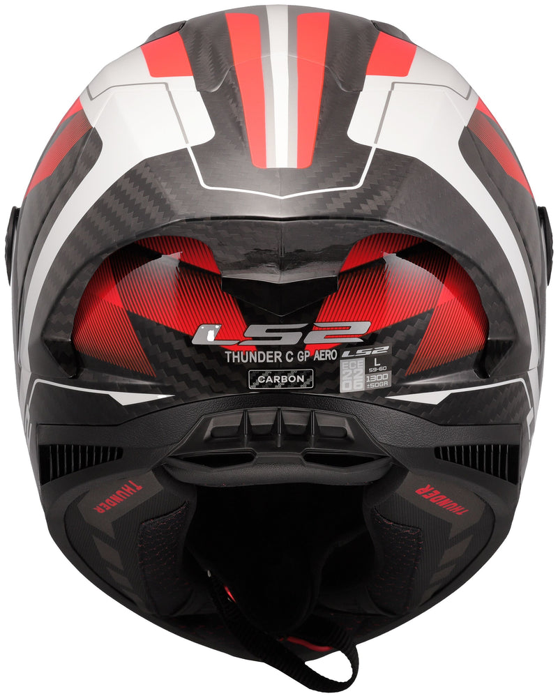 LS2 FF805 Thunder Carbon GP Raute Wit/Rood Integraalhelm ECE 22.06