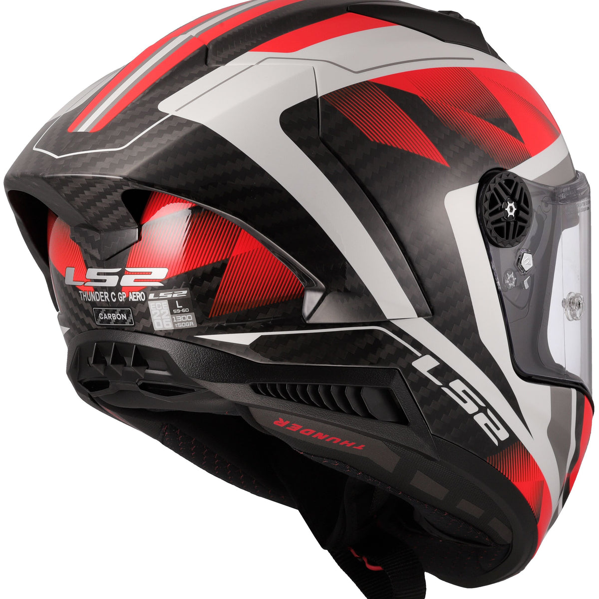 LS2 FF805 Thunder Carbon GP Raute Wit/Rood Integraalhelm ECE 22.06 – foto 2