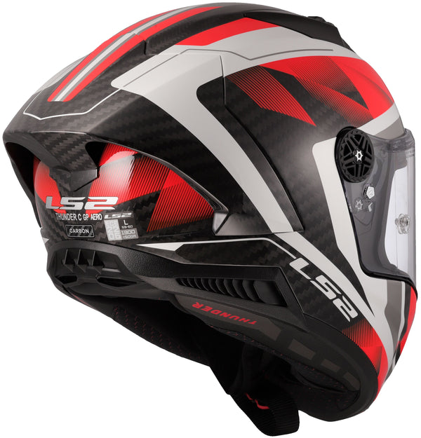 LS2 FF805 Thunder Carbon GP Raute Wit/Rood Integraalhelm ECE 22.06