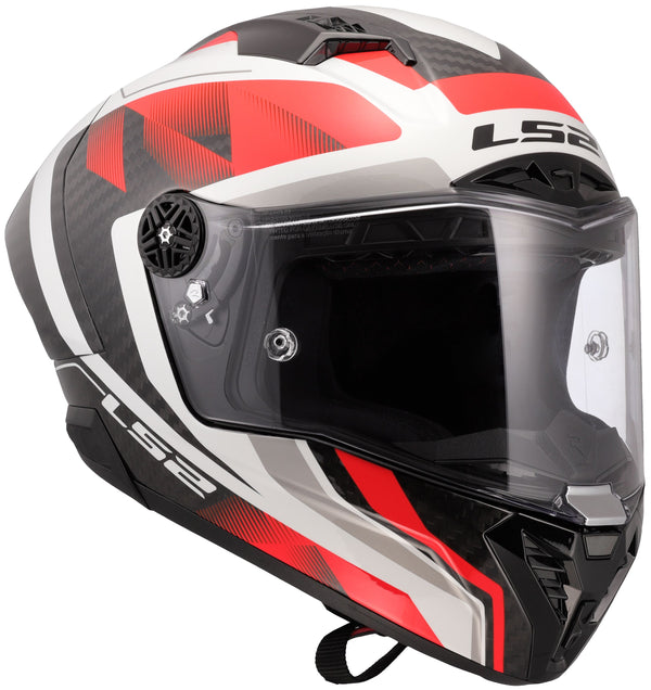 LS2 FF805 Thunder Carbon GP Raute Wit/Rood Integraalhelm ECE 22.06