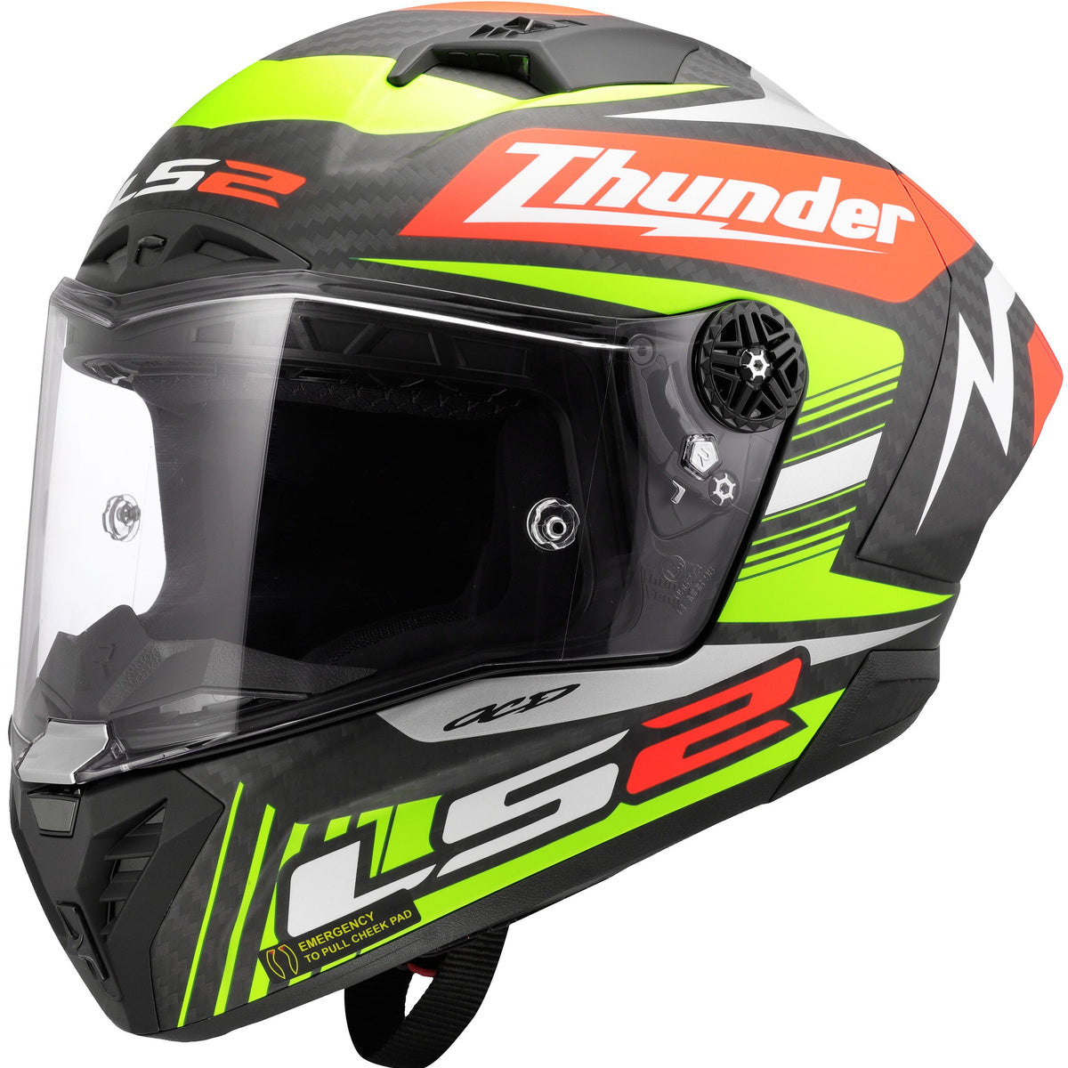 LS2 FF805 Thunder Carbon GP Aero Replica Black Zwart/Rood/Geel Integraalhelm ECE 22.06