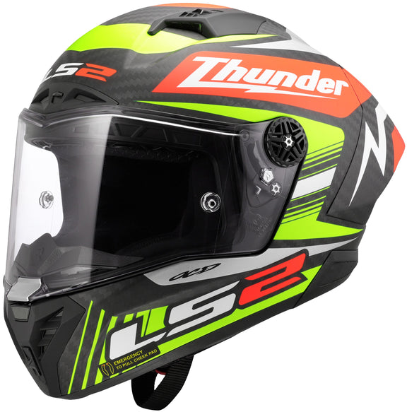 LS2 FF805 Thunder Carbon GP Aero Replica Black Zwart/Rood/Geel Integraalhelm ECE 22.06