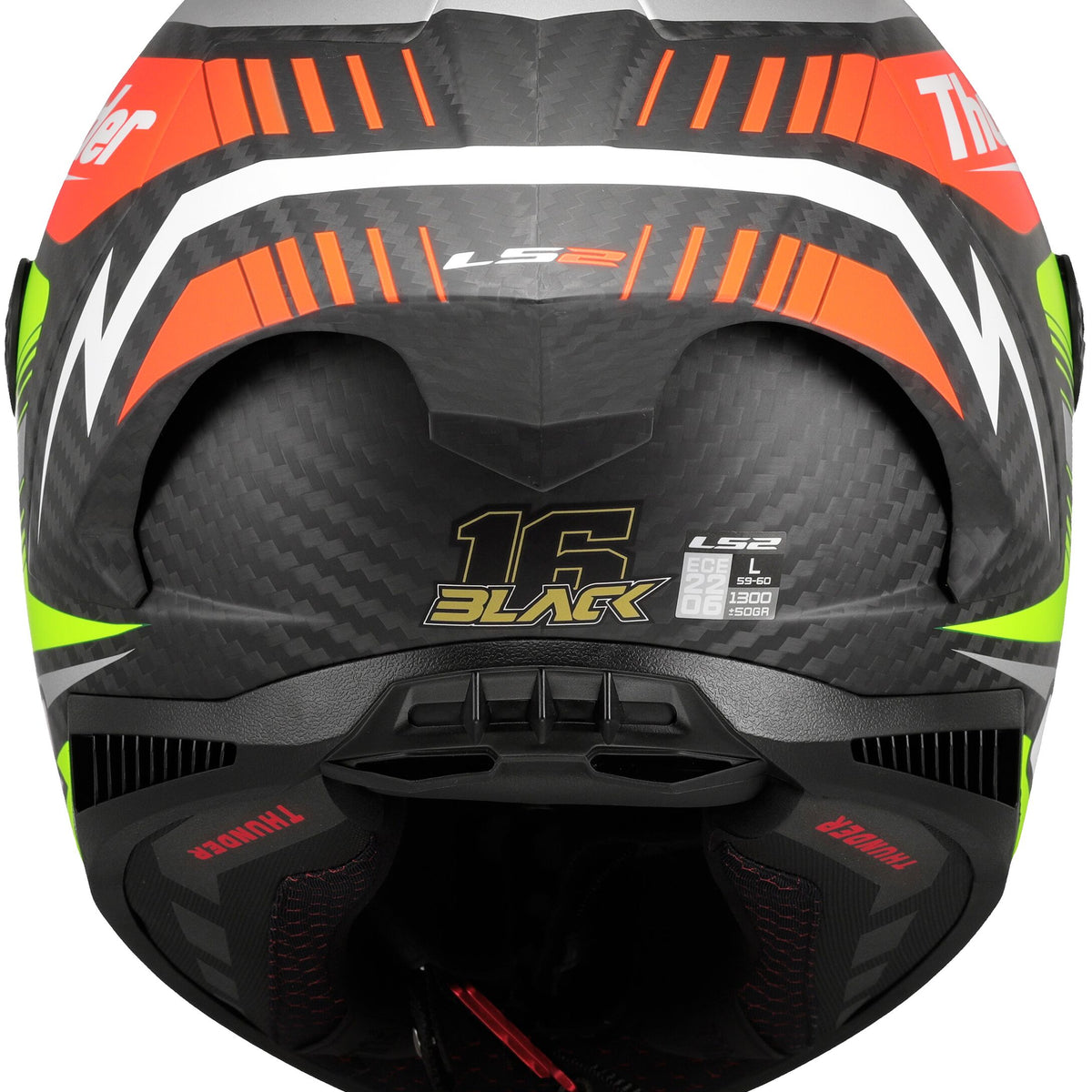 LS2 FF805 Thunder Carbon GP Aero Replica Black Zwart/Rood/Geel Integraalhelm ECE 22.06 – foto 2