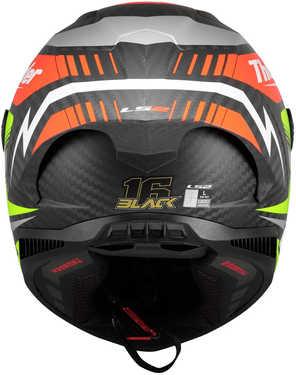 LS2 FF805 Thunder Carbon GP Aero Replica Black Zwart/Rood/Geel Integraalhelm ECE 22.06