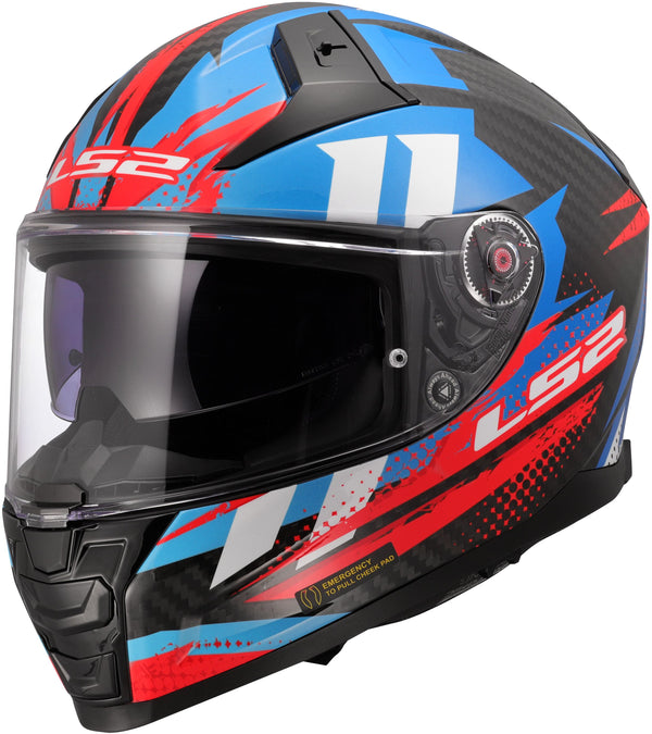 LS2 FF811 Vector II Carbon Tantic Blau/Rot Integralhelm ECE 22.06