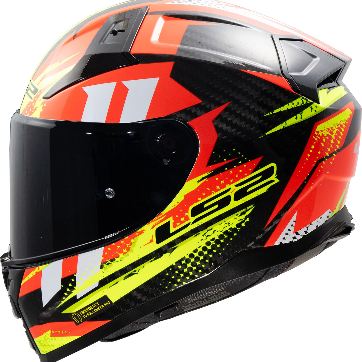 LS2 FF811 Vector II Carbon Tantic Rood/Geel Integraalhelm ECE 22.06
