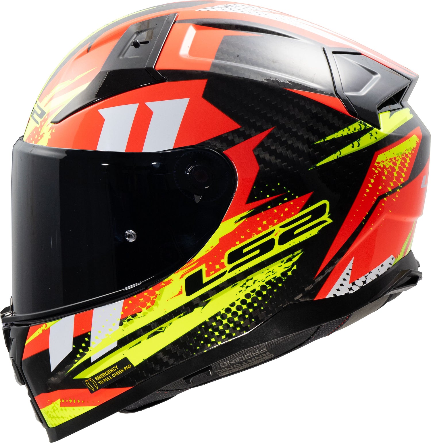 LS2 FF811 Vector II Carbon Tantic Rood/Geel Integraalhelm ECE 22.06