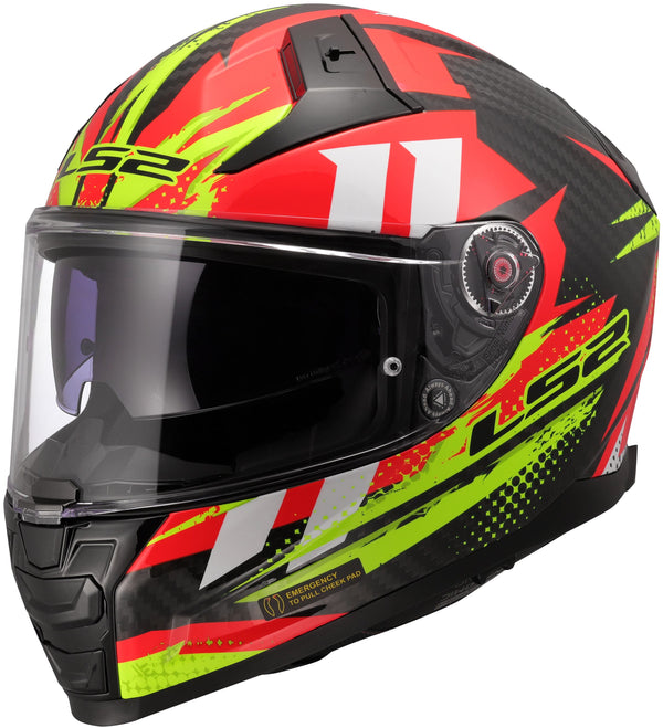 LS2 FF811 Vector II Carbon Tantic Rot/Gelb Integralhelm ECE 22.06