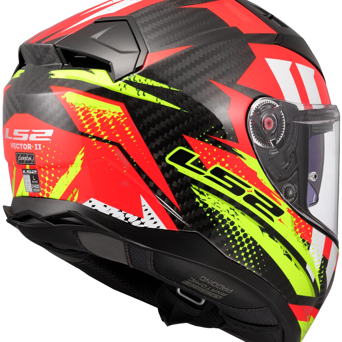LS2 FF811 Vector II Carbon Tantic Rood/Geel Integraalhelm ECE 22.06 – foto 5
