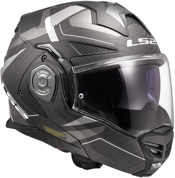 LS2 FF901 Advant X Carbon Horizon Zwart/Zilvergrijs Mat Systeemhelm ECE 22.06