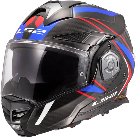 LS2 FF901 Advant X Carbon Future II Zwart/Wit/Blauw Systeemhelm ECE 22.06