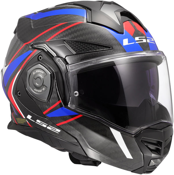 LS2 FF901 Advant X Carbon Future II Zwart/Wit/Blauw Systeemhelm ECE 22.06