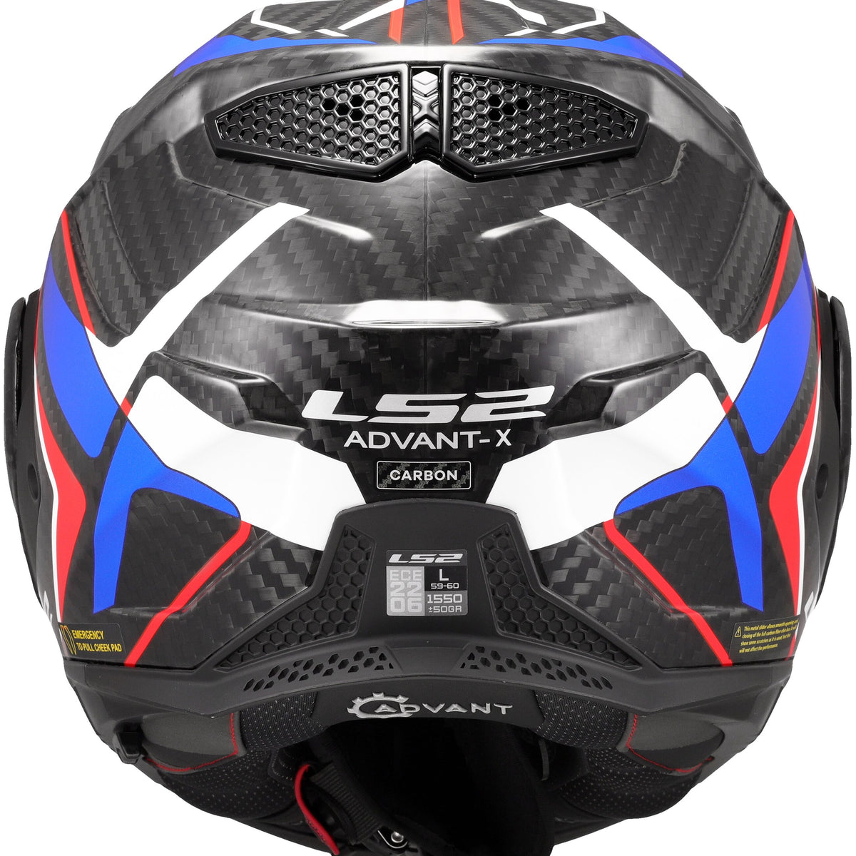 LS2 FF901 Advant X Carbon Future II Zwart/Wit/Blauw Systeemhelm ECE 22.06 – foto 4