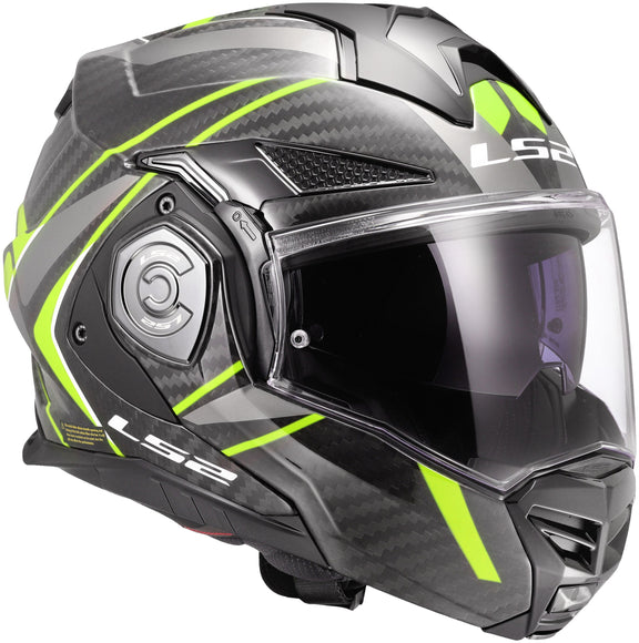 LS2 FF901 Advant X Carbon Future II Zwart/Neongeel Systeemhelm ECE 22.06