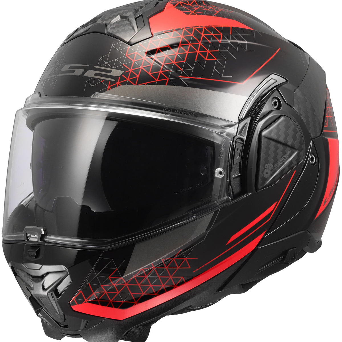 LS2 FF910 Advant II Astral Zwart/Rood Systeemhelm ECE 22.06