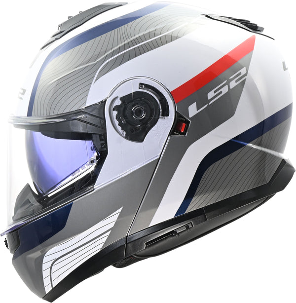 LS2 FF908 Strobe II Monza Wit/Blauw/Rood Systeemhelm ECE 22.06