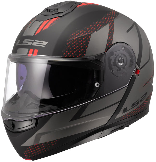 LS2 FF908 Strobe II Code Schwarz/Grau Matt Systemhelm ECE 22.06