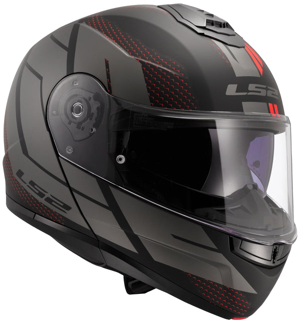 LS2 FF908 Strobe II Code Schwarz/Grau Matt Systemhelm ECE 22.06