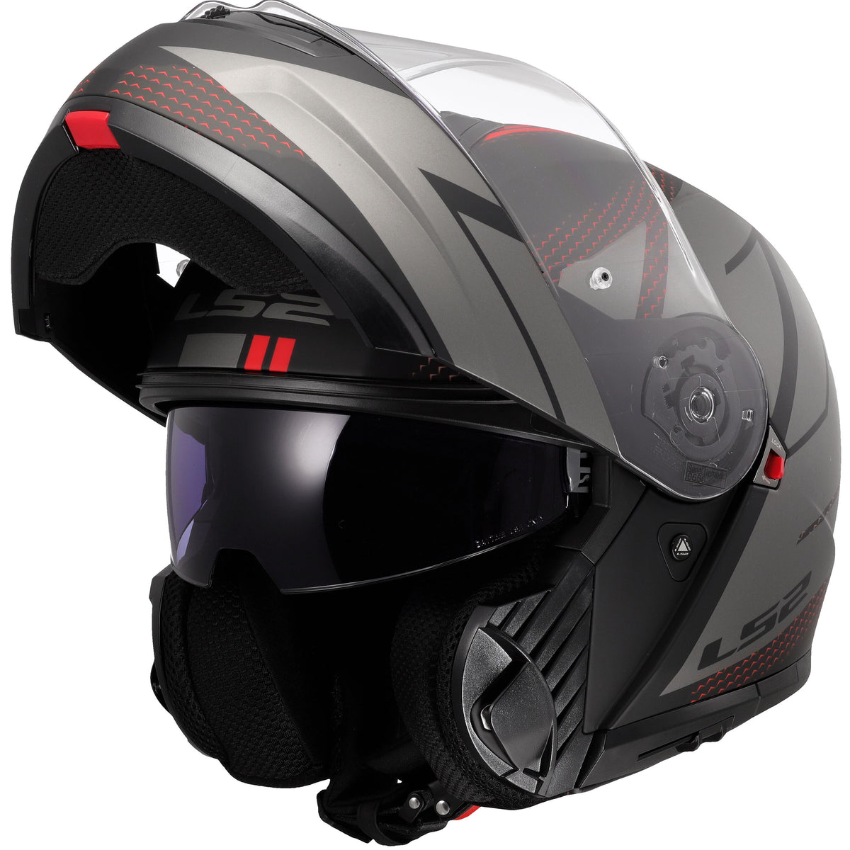 LS2 FF908 Strobe II Code Zwart/Grijs Mat Systeemhelm ECE 22.06 – foto 3