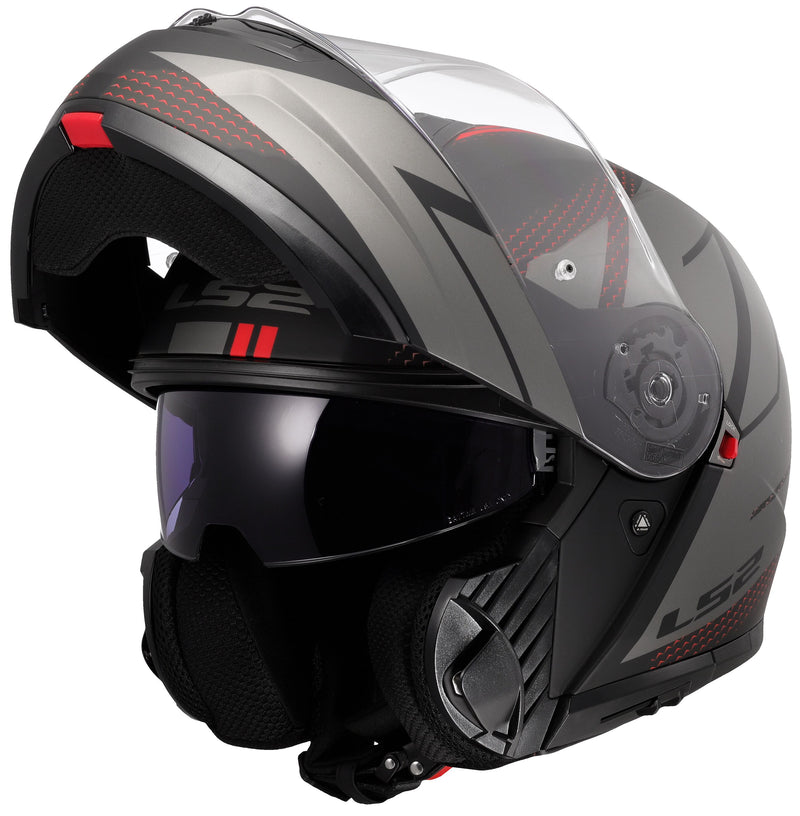 LS2 FF908 Strobe II Code Zwart/Grijs Mat Systeemhelm ECE 22.06 – foto 3