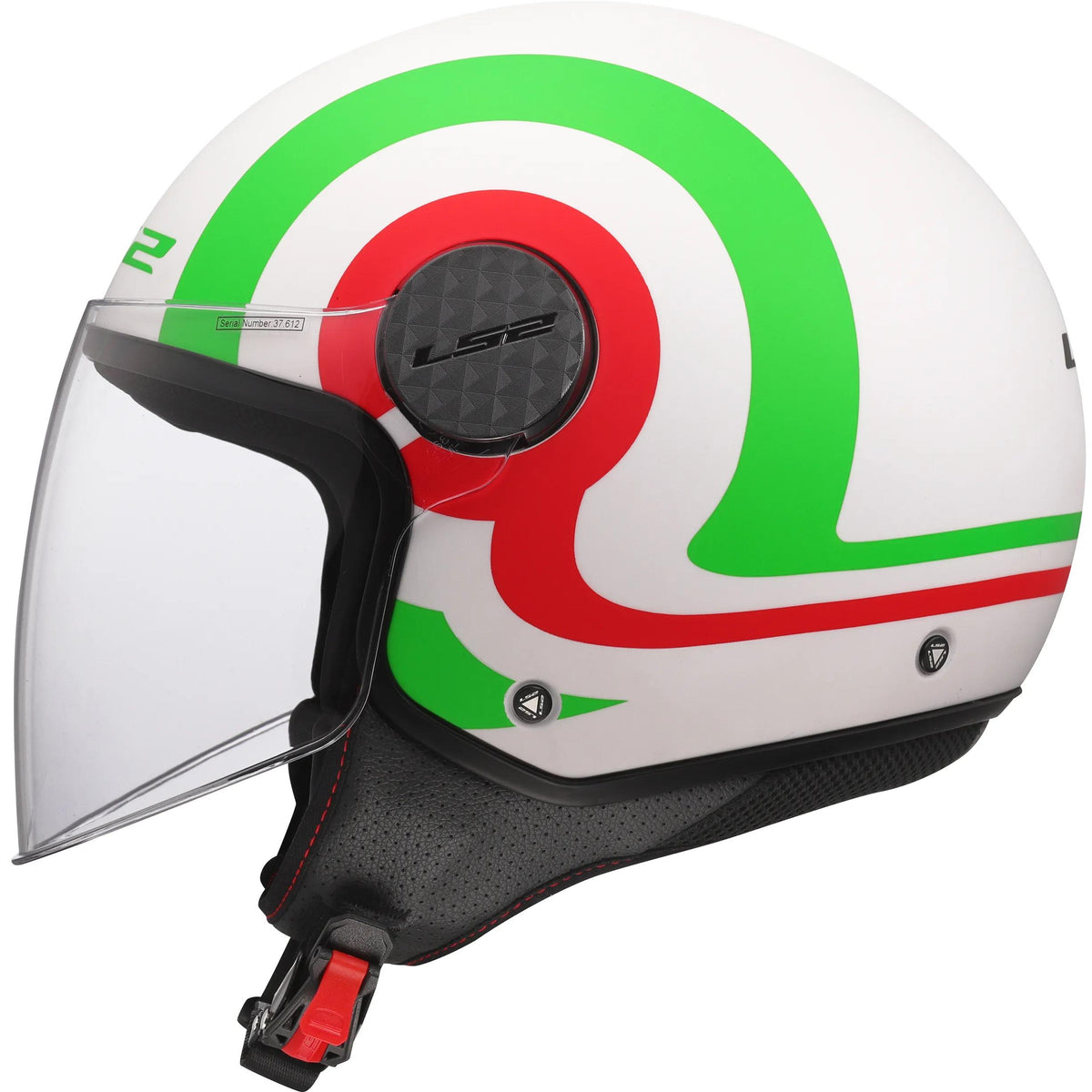 LS2 OF558 Sphere Lux II Urby Wit/Groen/Rood Mat Jethelm ECE 22.06