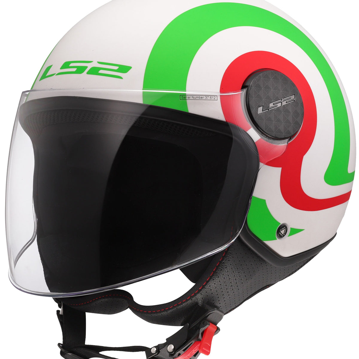 LS2 OF558 Sphere Lux II Urby Wit Mat/Groen/Rood Jethelm ECE 22.06 – foto 3