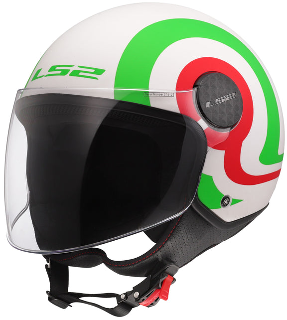 LS2 OF558 Sphere Lux II Urby Wit Mat/Groen/Rood Jethelm ECE 22.06 – foto 3