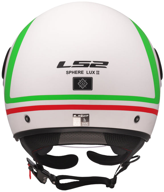 LS2 OF558 Sphere Lux II Urby Wit Mat/Groen/Rood Jethelm ECE 22.06 – foto 5