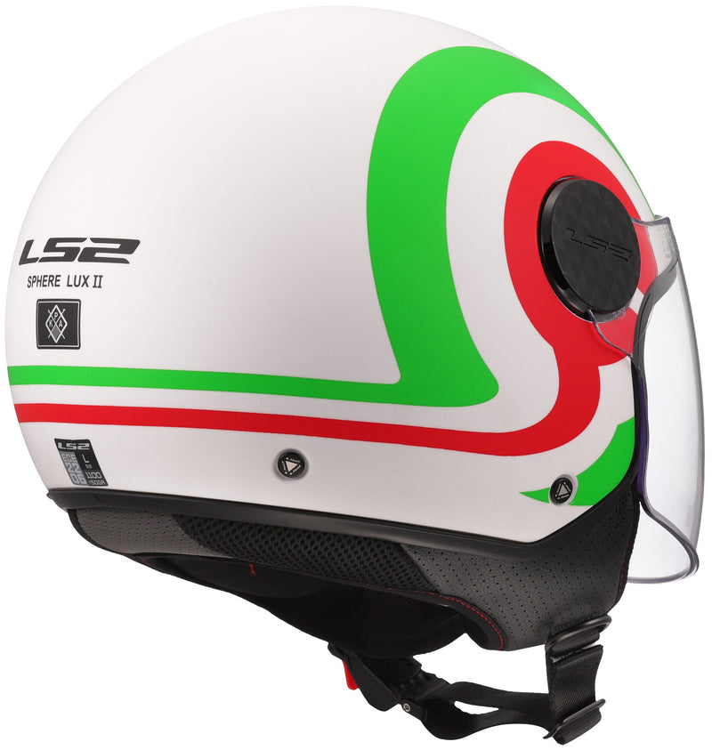 LS2 OF558 Sphere Lux II Urby Wit Mat/Groen/Rood Jethelm ECE 22.06 – foto 6
