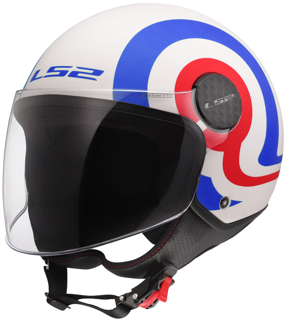 LS2 OF558 Sphere Lux II Urby Wit Mat/Blauw/Rood Jethelm ECE 22.06 – foto 3