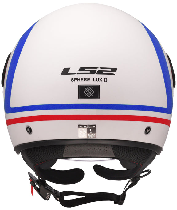 LS2 OF558 Sphere Lux II Urby Wit Mat/Blauw/Rood Jethelm ECE 22.06 – foto 5