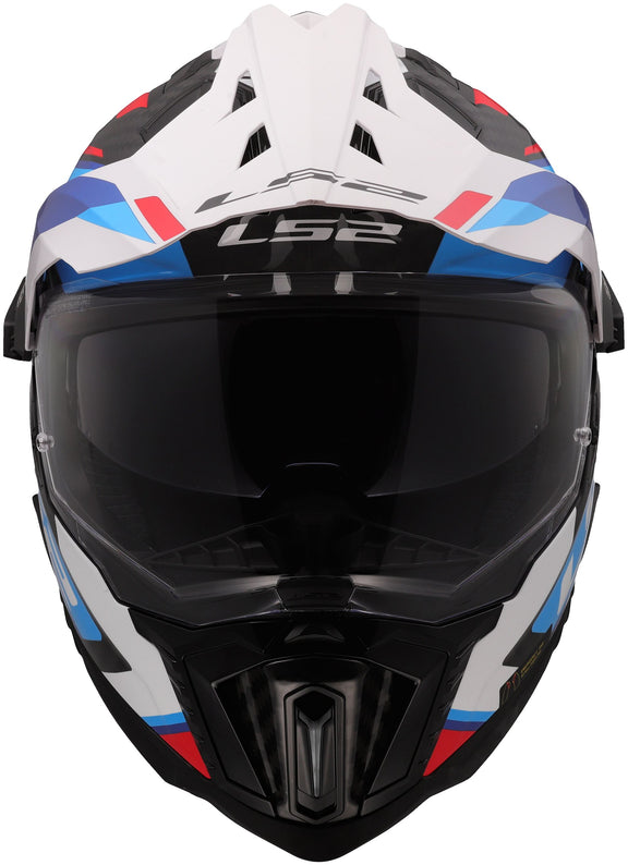 LS2 MX701 Explorer Carbon Frontier II Wit/Blauw/Zwart, 63/64 = XXL Adventurehelm ECE 22.06