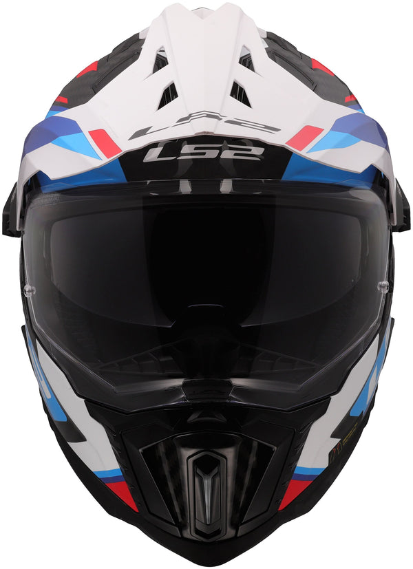LS2 MX701 Explorer Carbon Frontier II Wit/Blauw/Zwart, 63/64 = XXL Adventurehelm ECE 22.06
