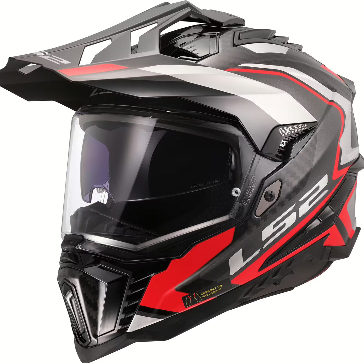 LS2 MX701 Explorer Carbon Frontier II Zwart/Rood