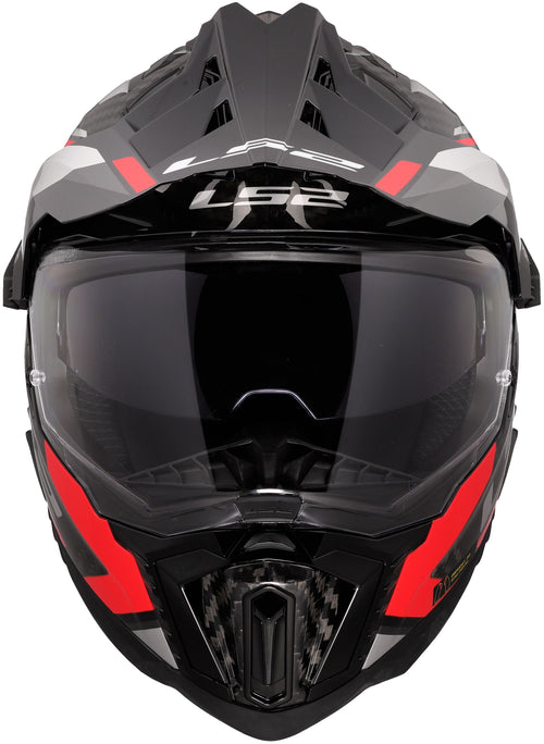 LS2 MX701 Explorer Carbon Frontier II Rot/Schwarz, 65/66 = 3XL Adventurehelm ECE 22.06