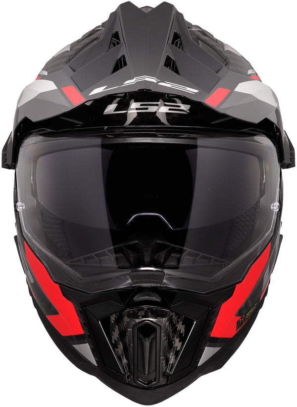 LS2 MX701 Explorer Carbon Frontier II Rood/Zwart, 65/66 = 3XL Adventurehelm ECE 22.06