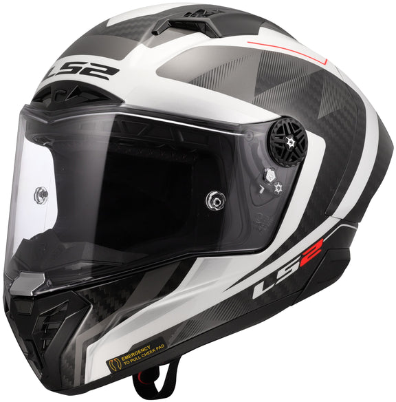 LS2 FF805 Thunder Carbon GP Raute Wit/Grijs Integraalhelm ECE 22.06