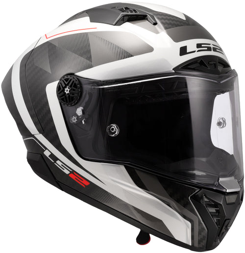 LS2 FF805 Thunder Carbon GP Raute Wit/Grijs Integraalhelm ECE 22.06