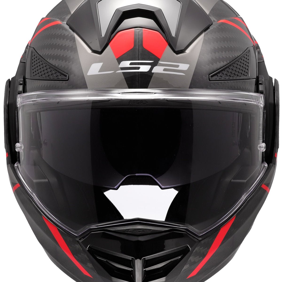 LS2 FF901 Advant X Carbon Future II Zwart/Grijs/Rood Systeemhelm ECE 22.06 – foto 2