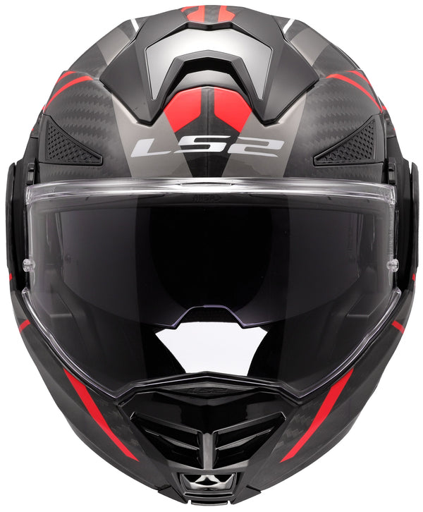 LS2 FF901 Advant X Carbon Future II Zwart/Grijs/Rood Systeemhelm ECE 22.06