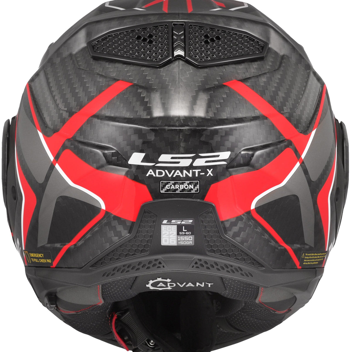 LS2 FF901 Advant X Carbon Future II Zwart/Grijs/Rood Systeemhelm ECE 22.06 – foto 3