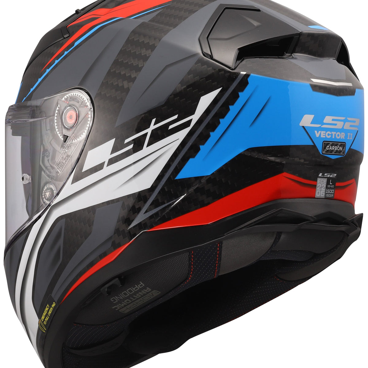 LS2 FF811 Vector II Carbon Savage Grijs/Wit/Rood Integraalhelm ECE 22.06 – foto 6