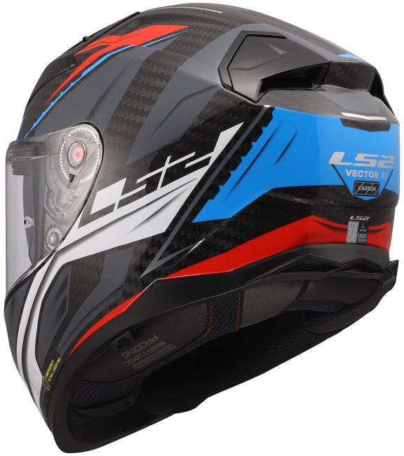 LS2 FF811 Vector II Carbon Savage Grijs/Wit/Rood Integraalhelm ECE 22.06 – foto 6