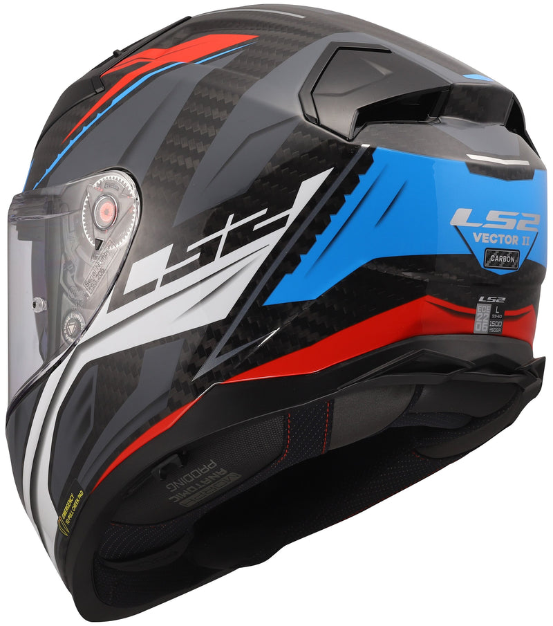 LS2 FF811 Vector II Carbon Savage Grijs/Wit/Rood Integraalhelm ECE 22.06 – foto 6