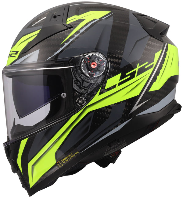 LS2 FF811 Vector II Carbon Savage Grijs/Neongeel Integraalhelm ECE 22.06
