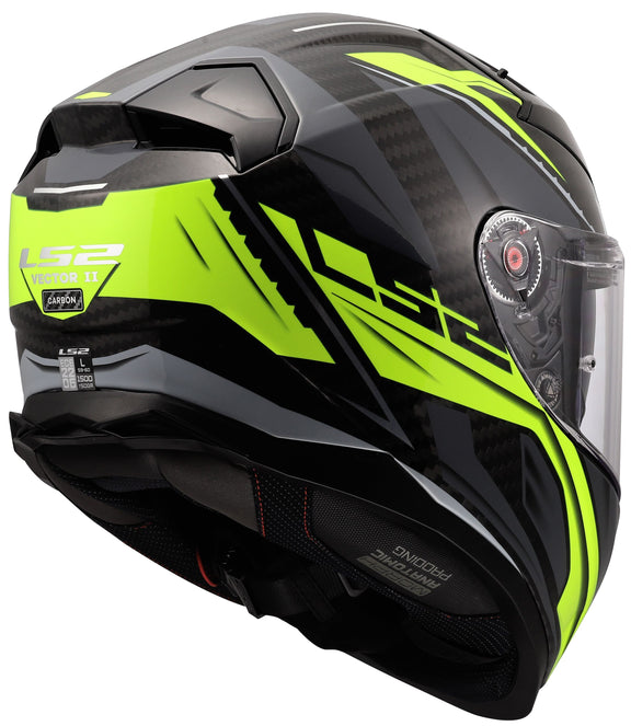 LS2 FF811 Vector II Carbon Savage Grijs/Neongeel Integraalhelm ECE 22.06 – foto 6